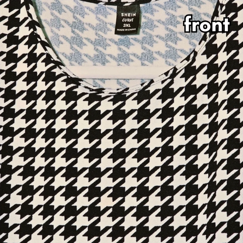 houndstooth midi dress size 3XL short sleeve crewneck in black and white - Picture 3 of 3